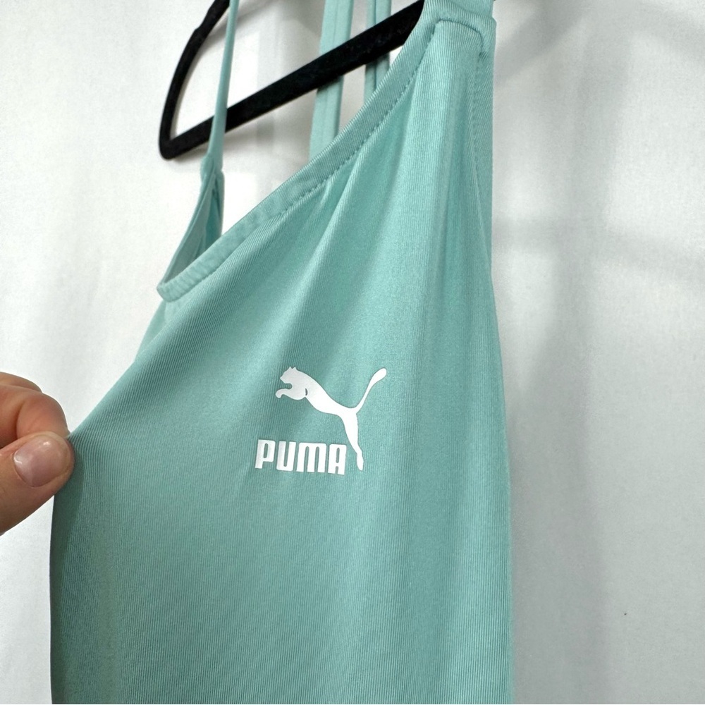 Puma Archive T7 sleeveless jumpsuit in Sage green / white side stripes Yoga Sz L - Picture 7 of 14